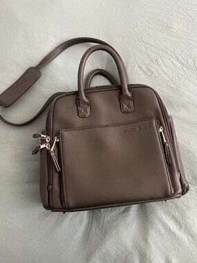 Ayla & Co Mini Bag Olive Green Transitional Minimal Diaper Bag Vegan Leather